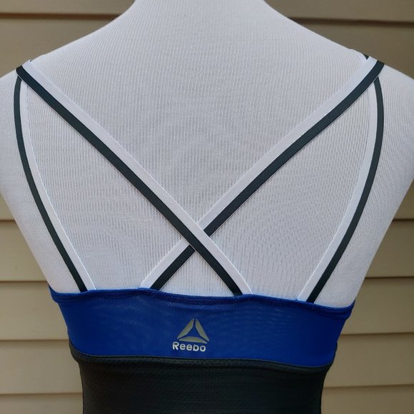 🔴SOLD🔴 Reebok Activchill Fitness Tank Top Black Blue Print Gym Yoga Workout - Picture 8 of 16